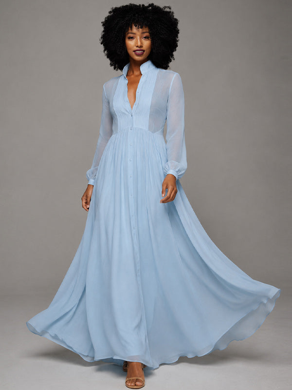 Solid Button-Front Shirt Dress