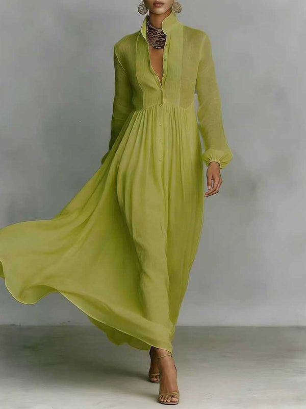 Solid Button-Front Shirt Dress