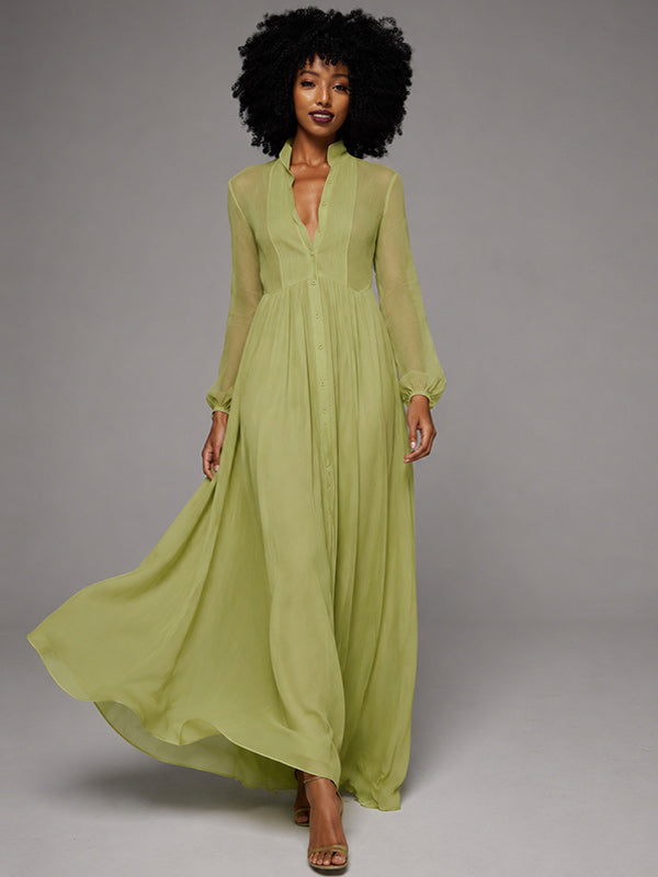 Solid Button-Front Shirt Dress