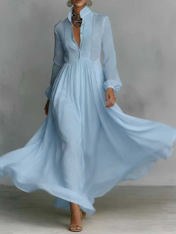 Solid Button-Front Shirt Dress