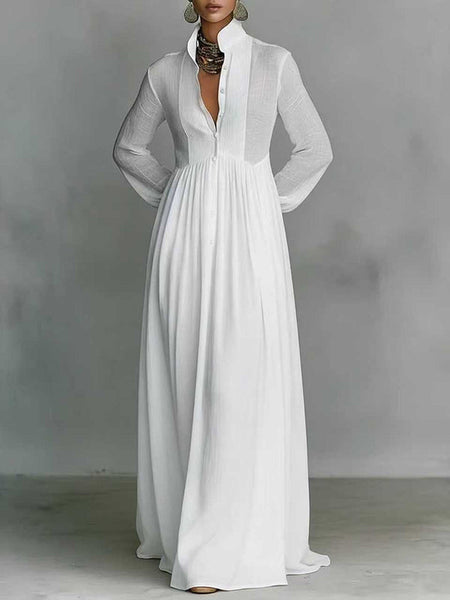 Solid Button-Front Shirt Dress
