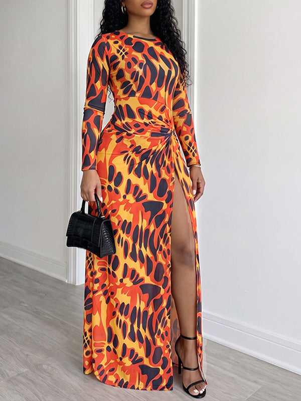Printed Slit Maxi Dress