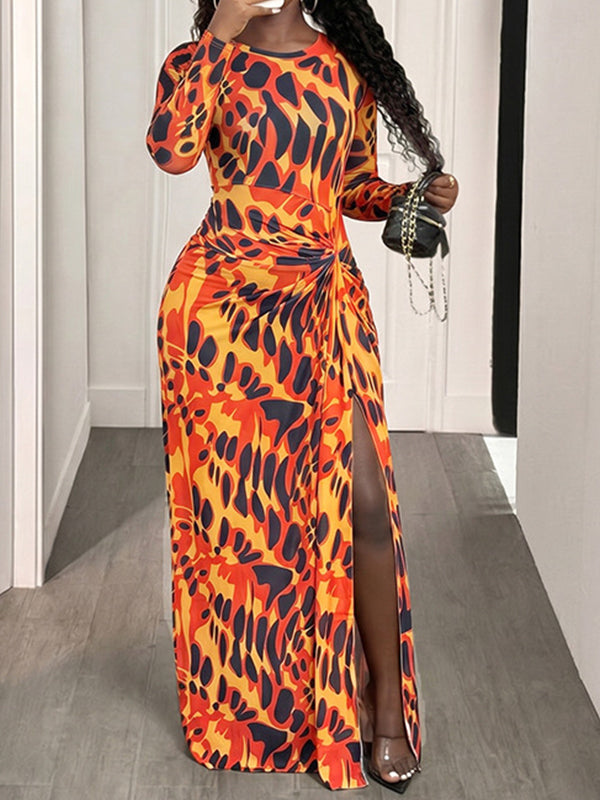 Printed Slit Maxi Dress