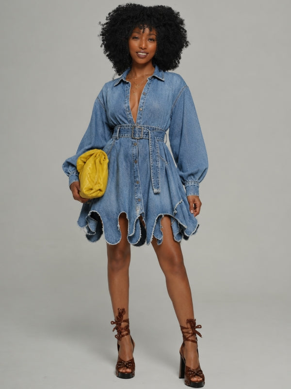 Belted Denim Shirt Dress