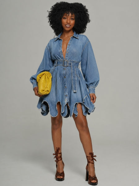 Belted Denim Shirt Dress
