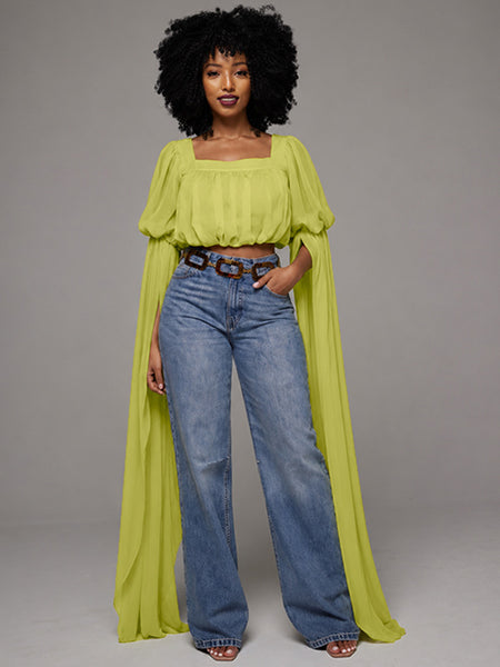 Chiffon Ruffle Crop Top