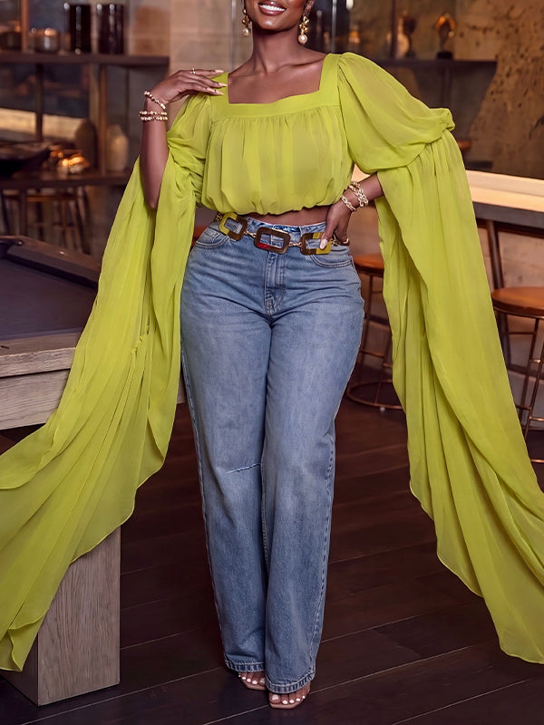 Chiffon Ruffle Crop Top