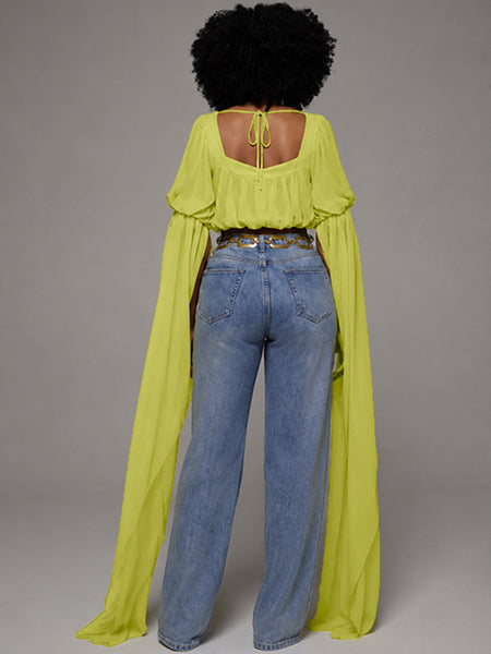 Chiffon Ruffle Crop Top