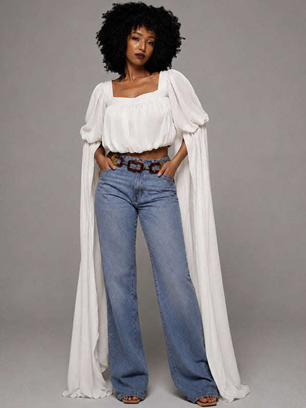 Chiffon Ruffle Crop Top