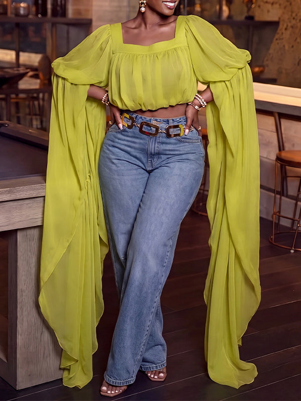 Chiffon Ruffle Crop Top