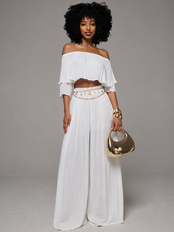 Solid Tee & Frilled Pants Set – HAUS SAVAGE