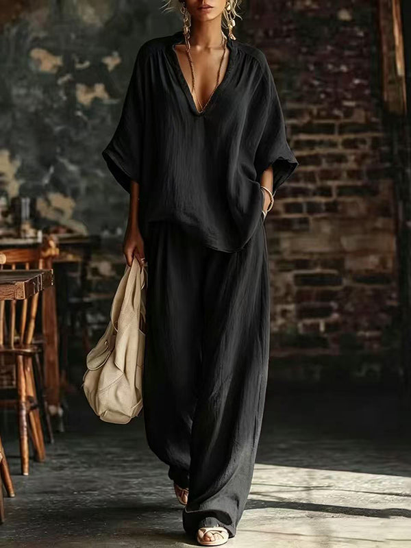 V-Neck Tee & Pants Set