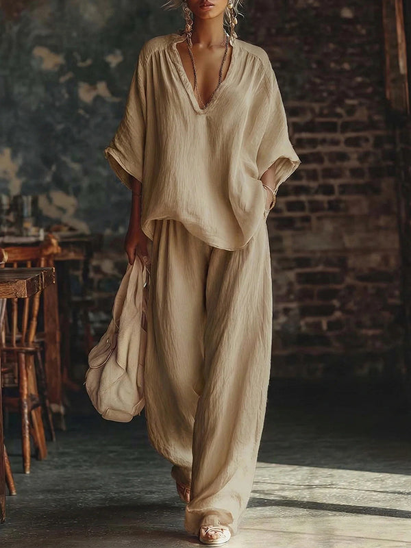 V-Neck Tee & Pants Set
