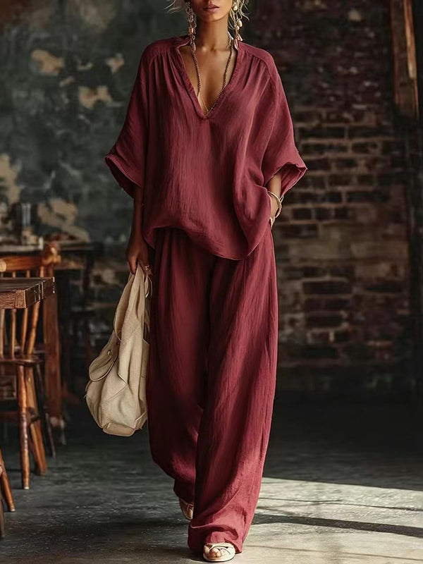 V-Neck Tee & Pants Set