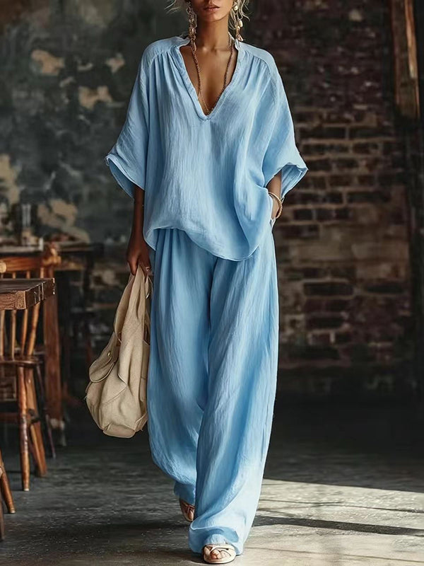 V-Neck Tee & Pants Set