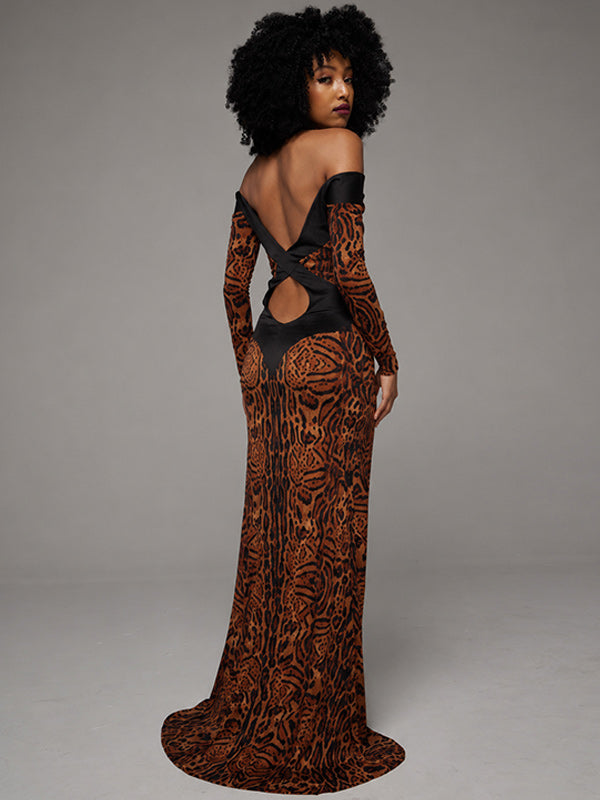 Printed Off-Shoulder Maxi Dress
