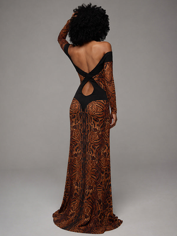 Printed Off-Shoulder Maxi Dress