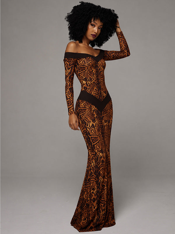 Printed Off-Shoulder Maxi Dress