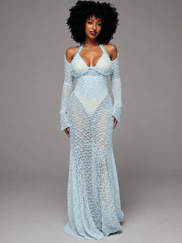 Frilled Halter Bodysuit & Dress Set