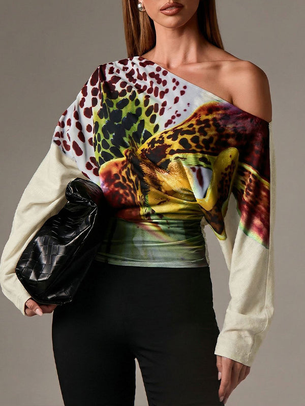 Printed Boat-Neck Tee