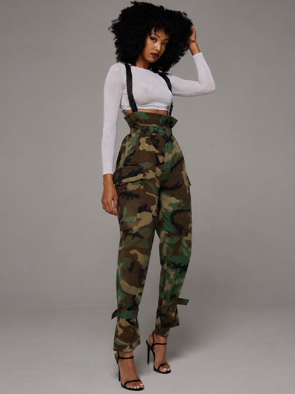 Camo High-Waist Cargo Overalls