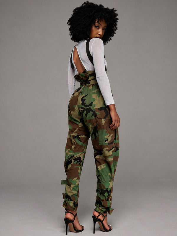 Camo High-Waist Cargo Overalls