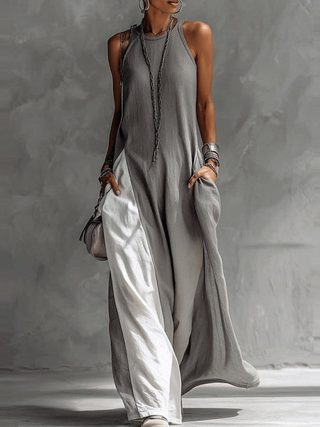 Two-Tone Sleeveless Maxi Dress