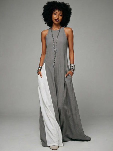 Two-Tone Sleeveless Maxi Dress