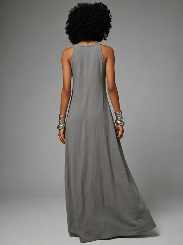 Two-Tone Sleeveless Maxi Dress