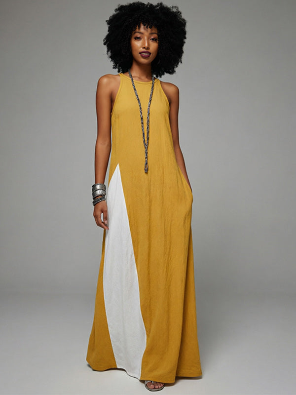 Two-Tone Sleeveless Maxi Dress