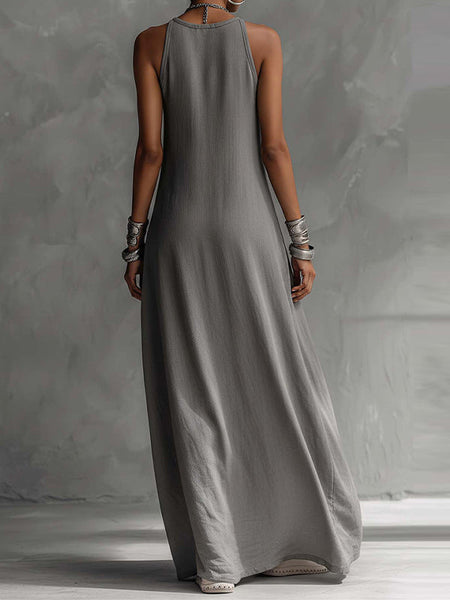 Two-Tone Sleeveless Maxi Dress
