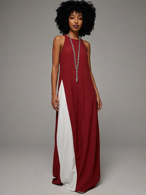 Two-Tone Sleeveless Maxi Dress
