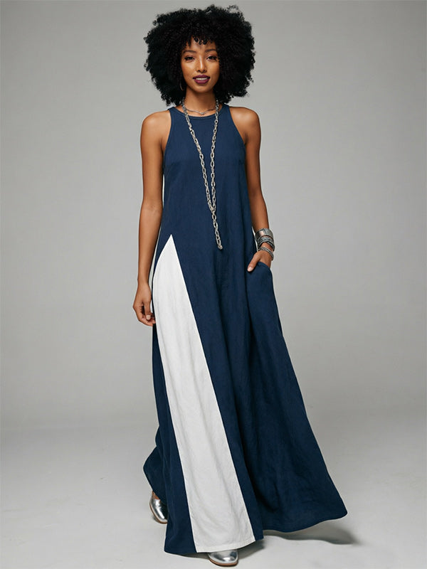 Two-Tone Sleeveless Maxi Dress