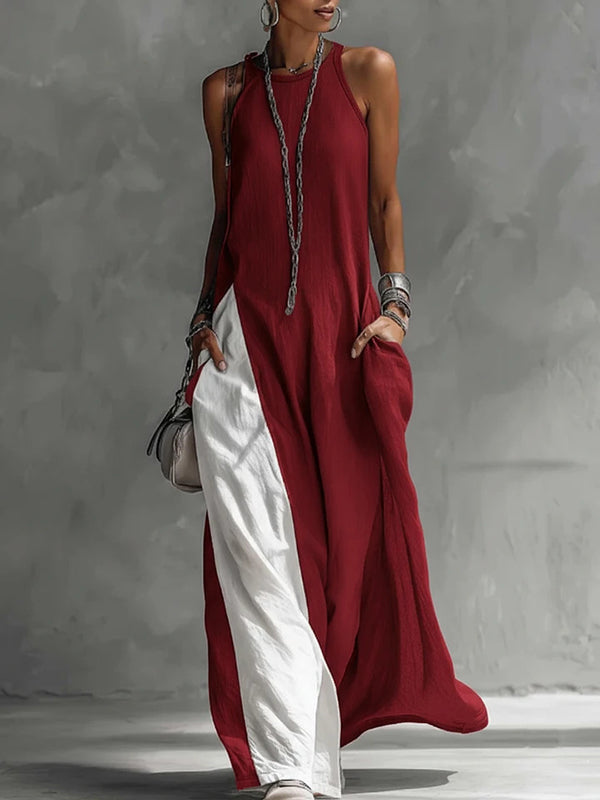 Two-Tone Sleeveless Maxi Dress