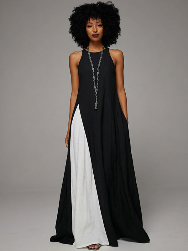 Two-Tone Sleeveless Maxi Dress
