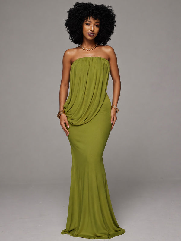 Ruched Strapless Maxi Dress