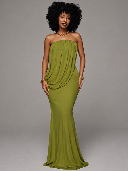 Ruched Strapless Maxi Dress