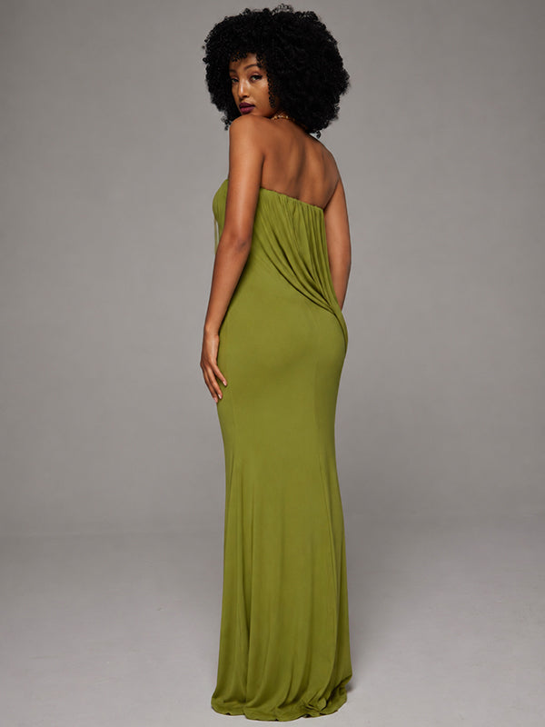 Ruched Strapless Maxi Dress