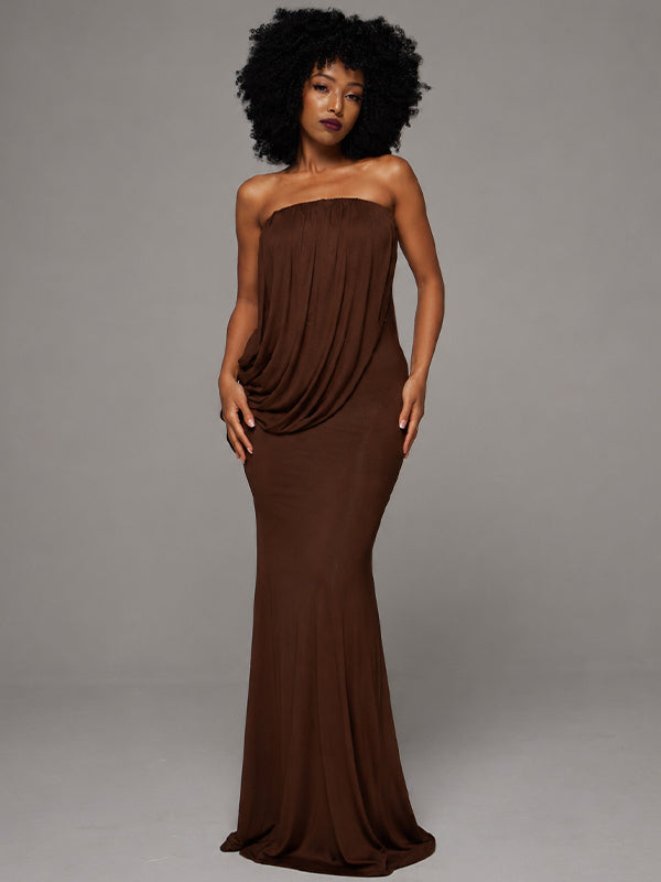 Ruched Strapless Maxi Dress