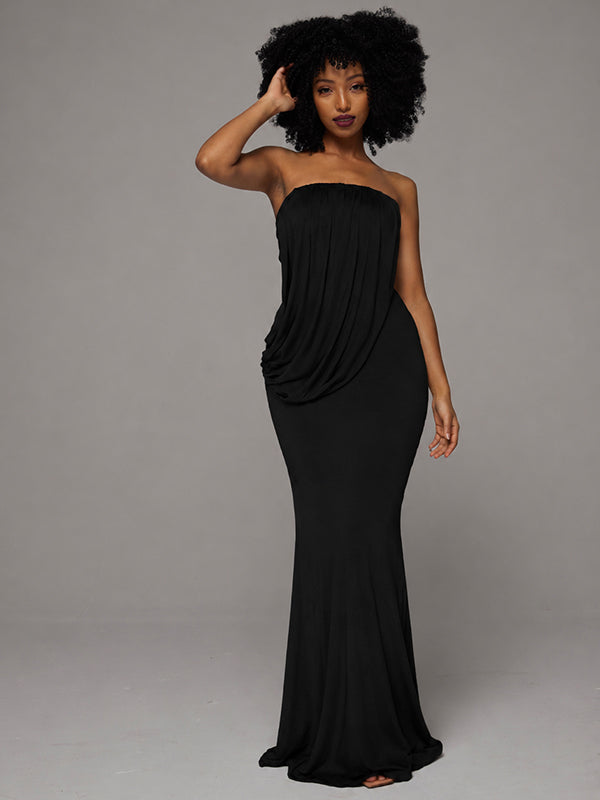 Ruched Strapless Maxi Dress