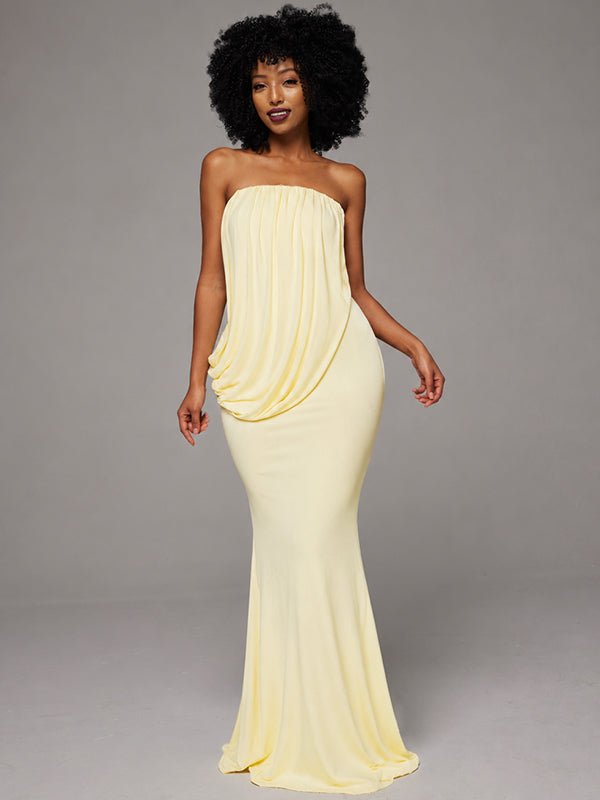 Ruched Strapless Maxi Dress
