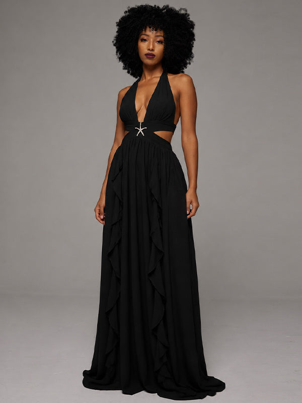Ruffle Halter Maxi Dress