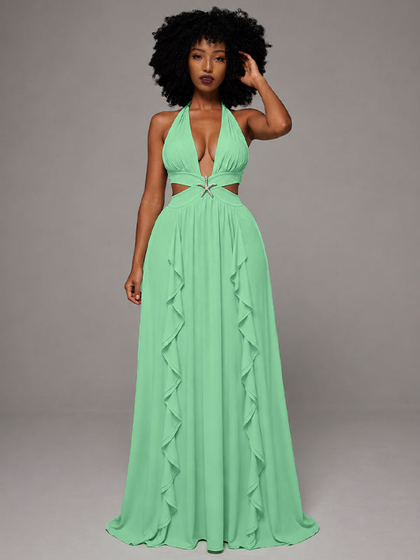 Ruffle Halter Maxi Dress