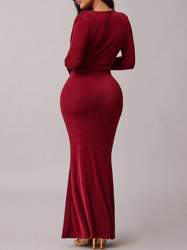 Solid Cowl-Neck Maxi Dress