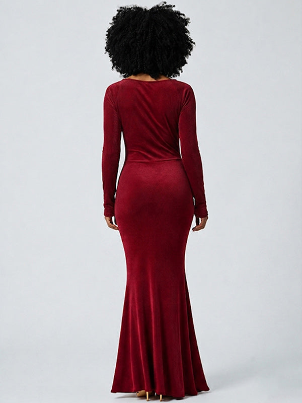 Solid Cowl-Neck Maxi Dress