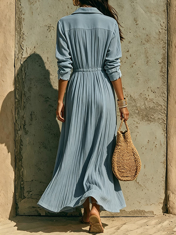 Solid Button-Front Shirt Dress