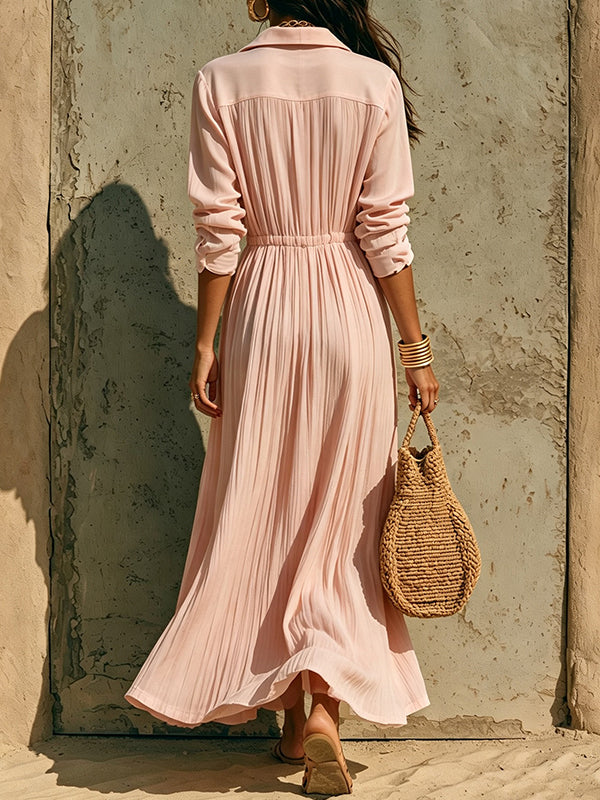 Solid Button-Front Shirt Dress