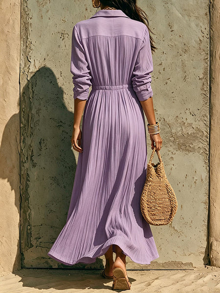 Solid Button-Front Shirt Dress