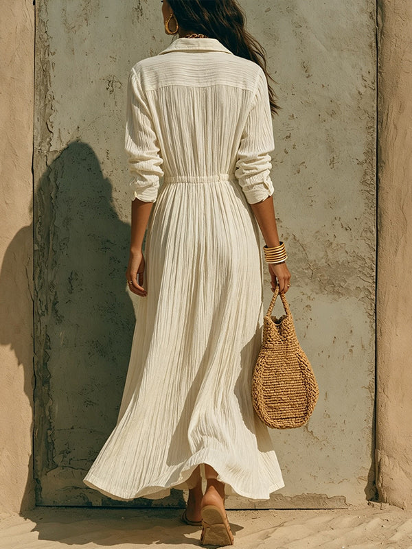 Solid Button-Front Shirt Dress