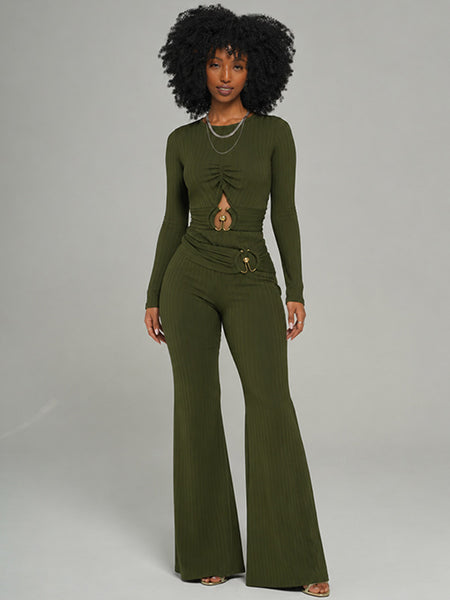 Ribbed Cutout Jumpsuit
